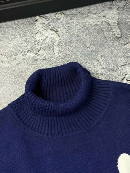AMI Paris Ami De Coeur Turtleneck Sweater "Navy Blue"