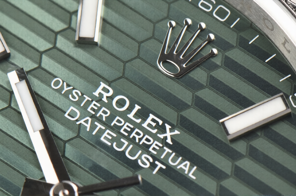 Rolex Date Just 41mm Oyster Bracelet Green Fluted Dial