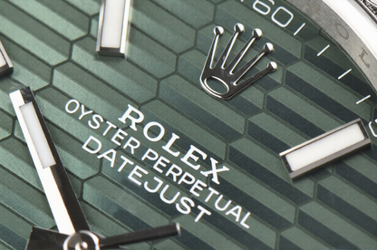 Rolex Date Just 41mm Oyster Bracelet Green Fluted Dial