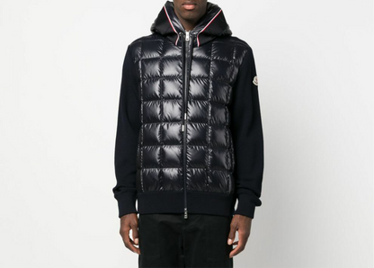 Moncler Paneled Down and Wool Jacket "Black"