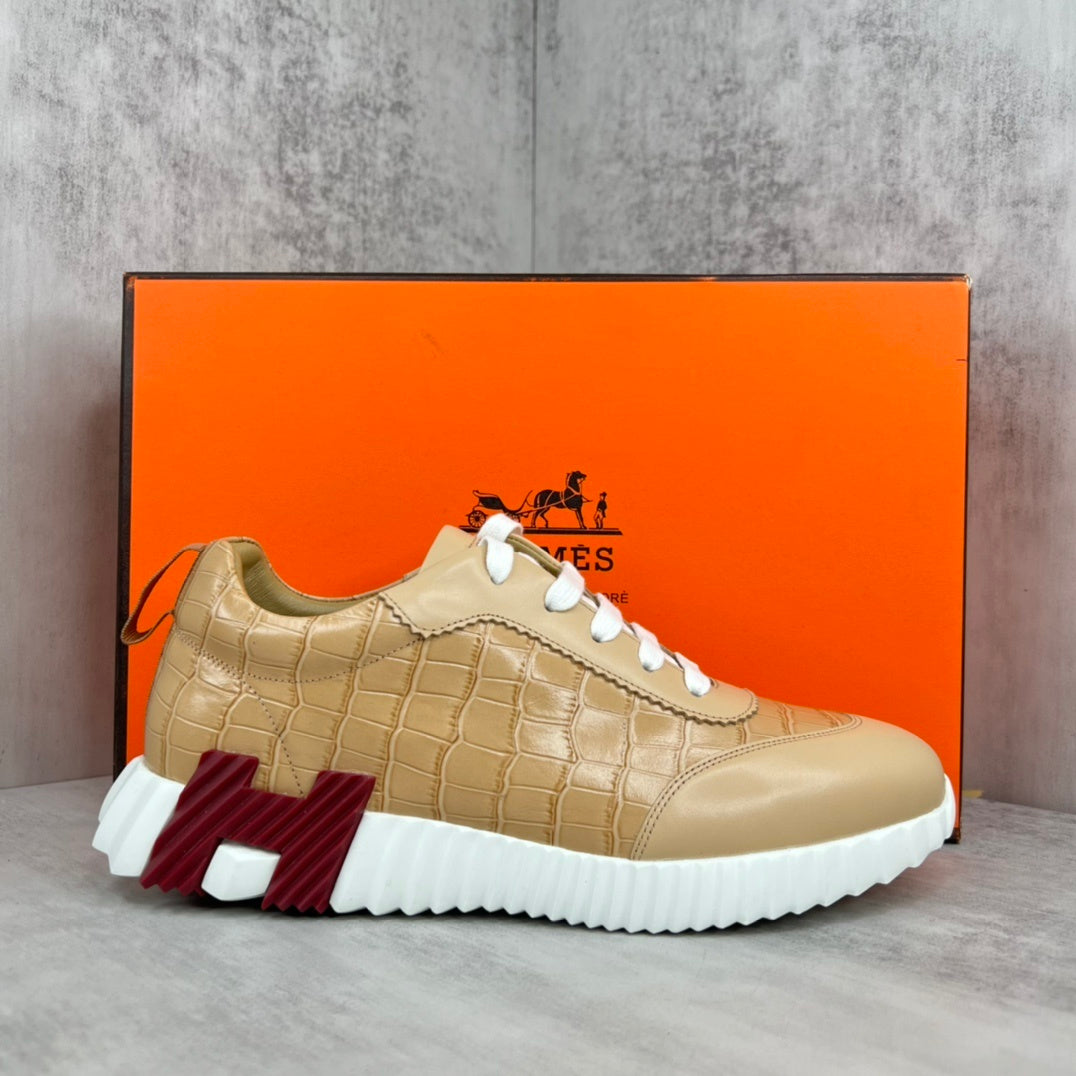 Hermes Bouncing Sneakers "Beige Crocodile Pattern"