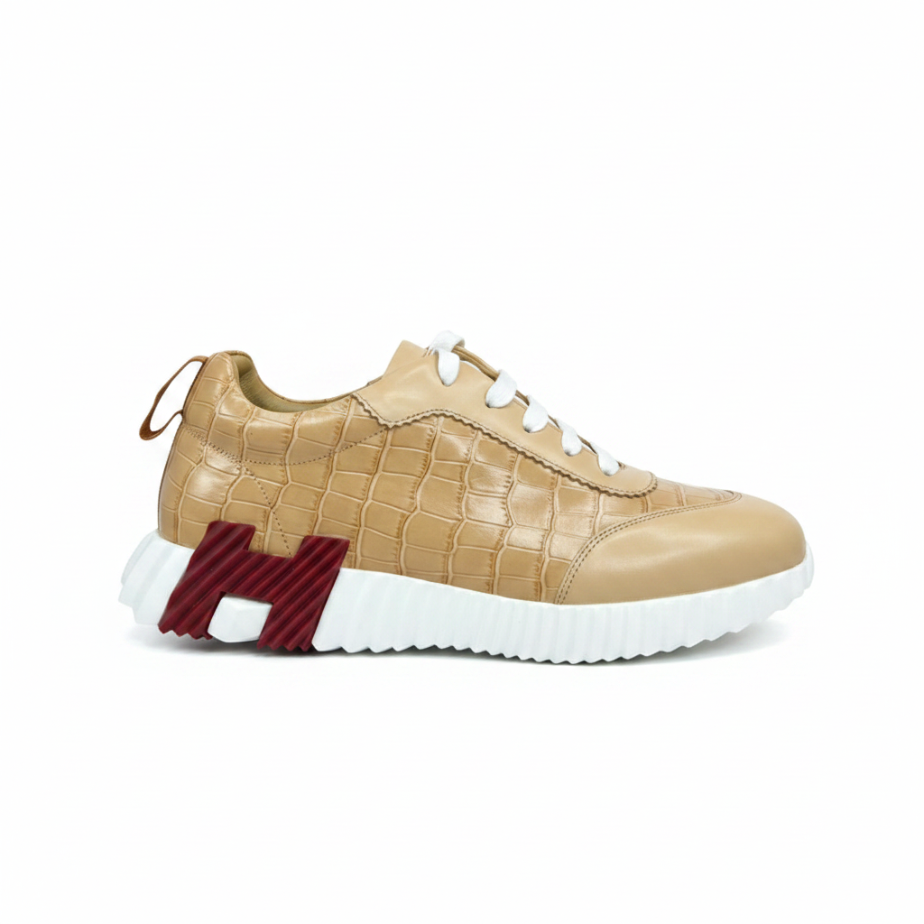 Hermes Bouncing Sneakers "Beige Crocodile Pattern"