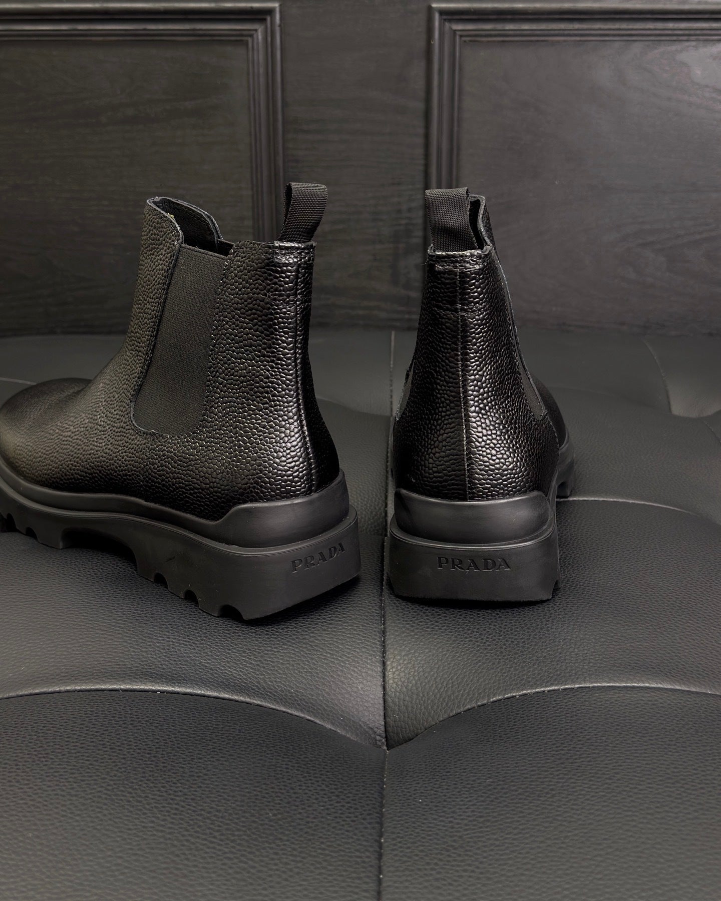 Prada Chelsea Leather Ankle Boots "Black"