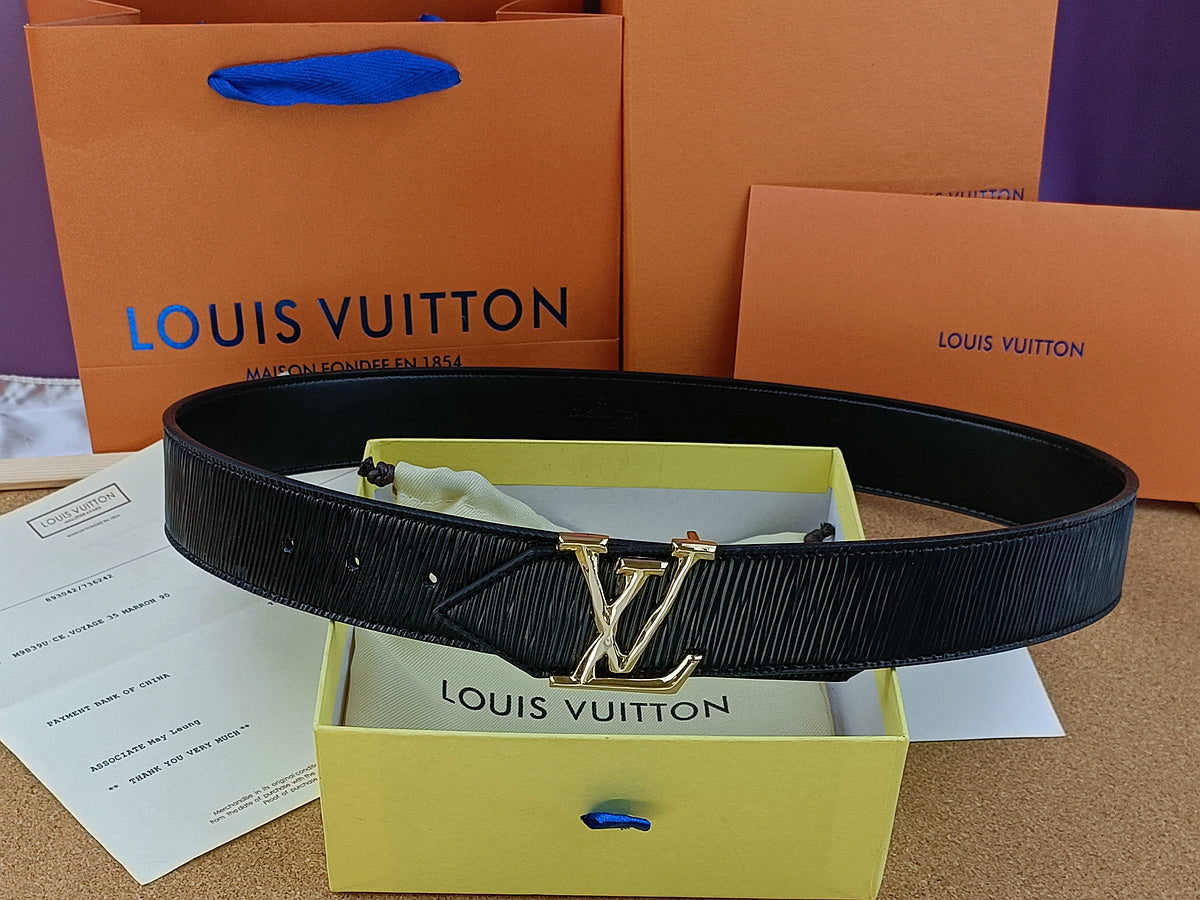 Louis Vuitton Leather Belt "Black-Gold"