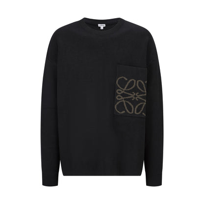 Loewe Anagram Pocket Sweater in Cotton Blend "Black"