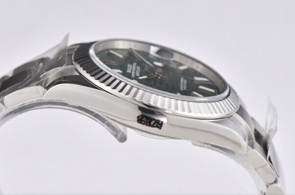 Rolex Date Just 41mm Oyster Bracelet Green Fluted Dial