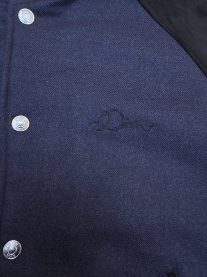 Dior Ribbon Varsity Jacket "Blue Lambskin Suede and Cotton"