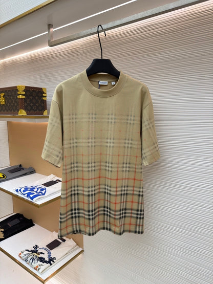Burberry Gradient Check Cotton T-Shirt "Sand Beige"