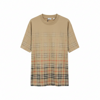 Burberry Gradient Check Cotton T-Shirt "Sand Beige"