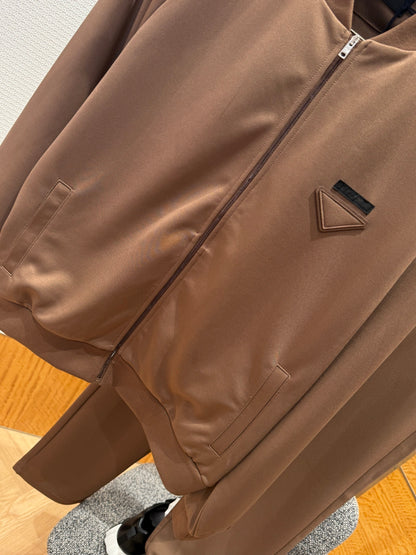 Prada Technical Fleece Blouson Jacket "Brown"