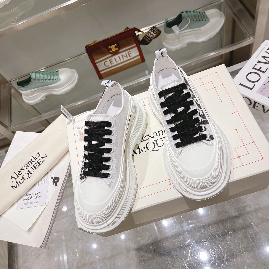 Alexander McQueen Tread Slick Low "White-Black Graffiti Logo"