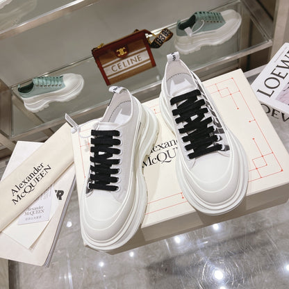 Alexander McQueen Tread Slick Low "White-Black Graffiti Logo"