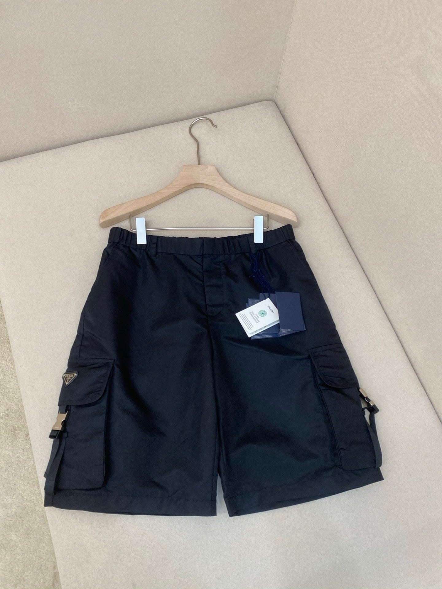Prada Re-Nylon Cargo Bermuda Shorts "Black"