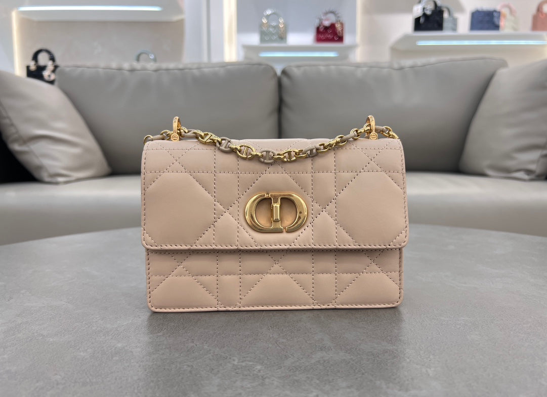Dior Miss Caro Mini Bag "Powder Beige Macrocannage Lambskin"