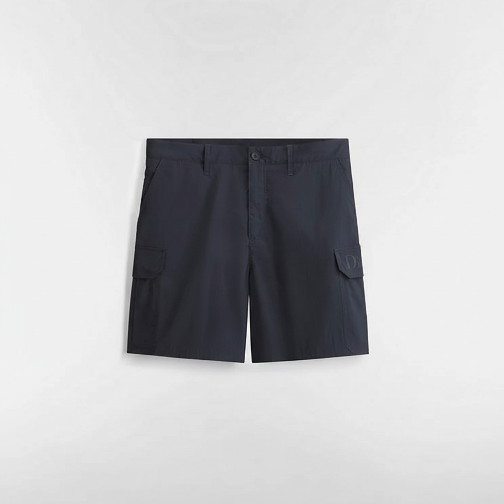 Dior Cargo Shorts with Dior Embroidery "Navy Blue Technical Fabric"