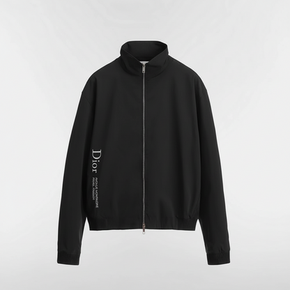 Dior Zipped Shirt with Dior Montaigne Embroidery "Black Technical Fabric"