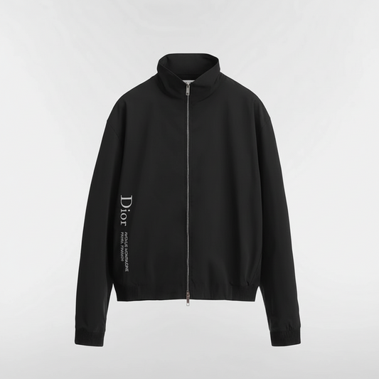 Dior Zipped Shirt with Dior Montaigne Embroidery "Black Technical Fabric"