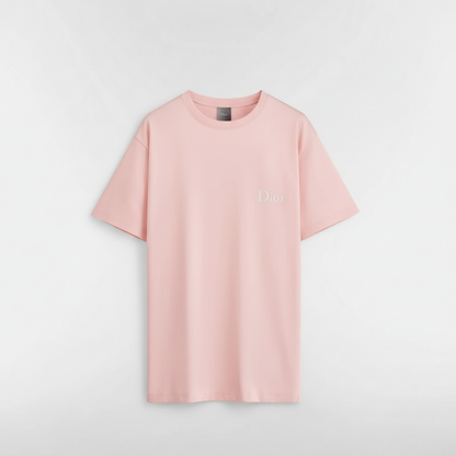 Dior T-Shirt with Dior Embroidery "Pink Cotton Jersey"