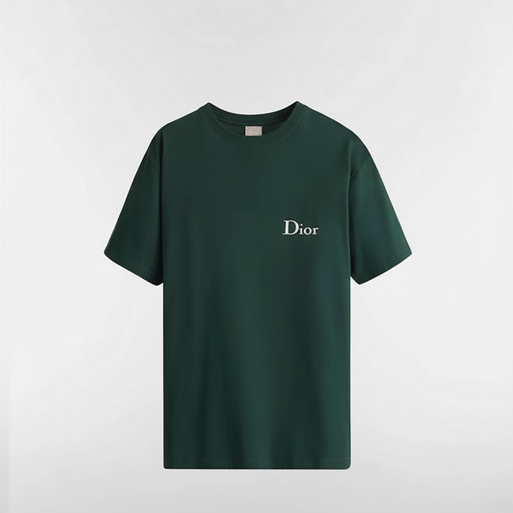 Dior T-Shirt with Dior Embroidery "Green Cotton Jersey"