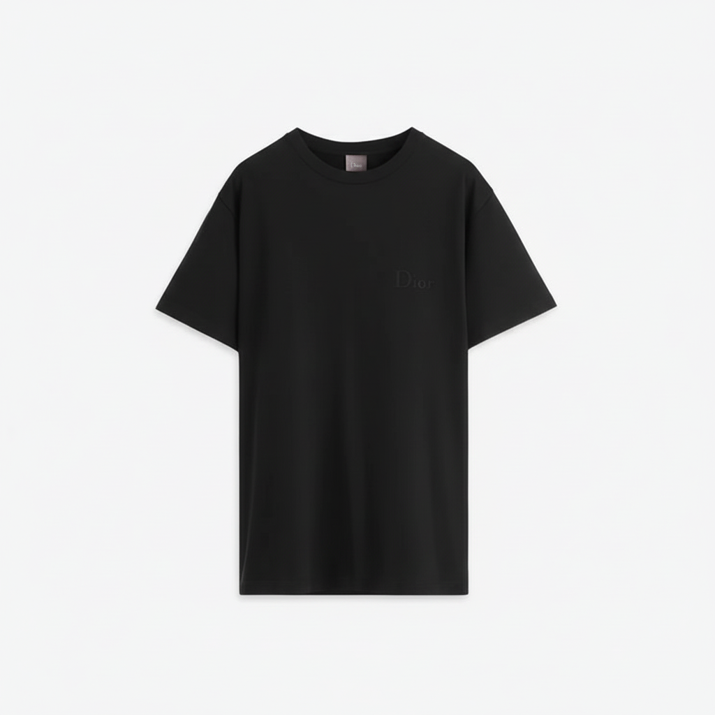 Dior T-Shirt with Dior Embroidery "Black Cotton Jersey"