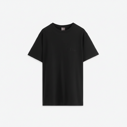 Dior T-Shirt with Dior Embroidery "Black Cotton Jersey"