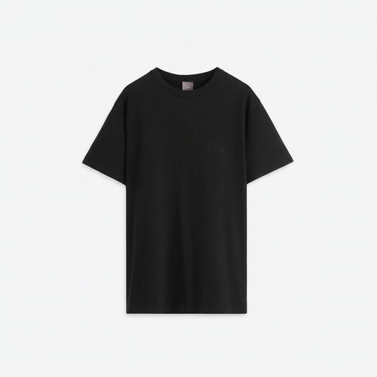 Dior T-Shirt with Dior Embroidery "Black Cotton Jersey"