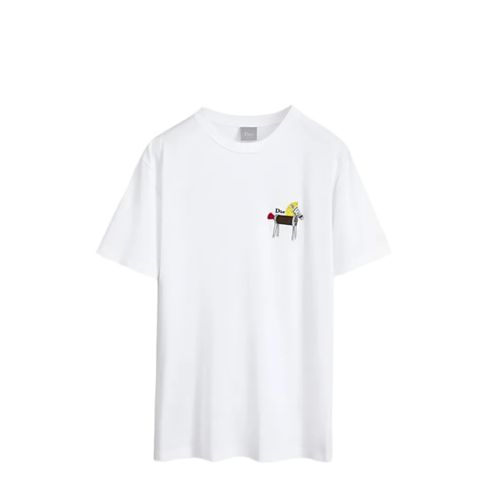 Dior T-Shirt with Horse Embroidery "White Cotton Jersey"