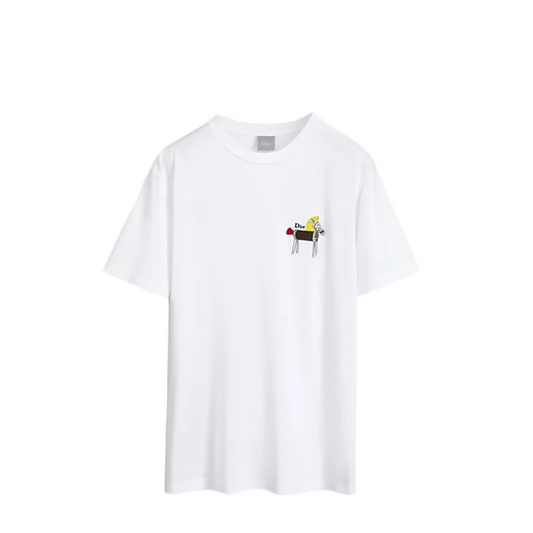 Dior T-Shirt with Horse Embroidery "White Cotton Jersey"