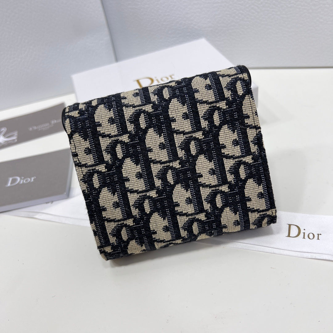 Dior Saddle Lotus Wallet "Beige and Black Dior Oblique Jacquard"