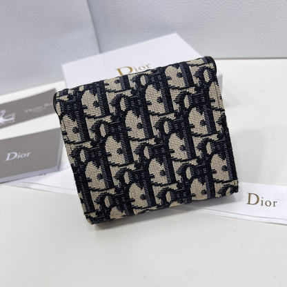 Dior Saddle Lotus Wallet "Beige and Black Dior Oblique Jacquard"