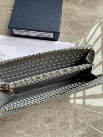 Dior Long Zipped Wallet "Grey Oblique Galaxy Leather"