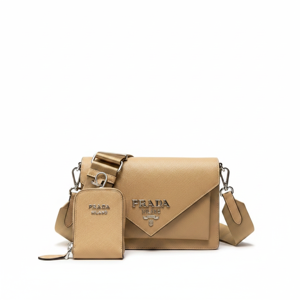 Prada Saffiano Leather Mini Envelope Bag