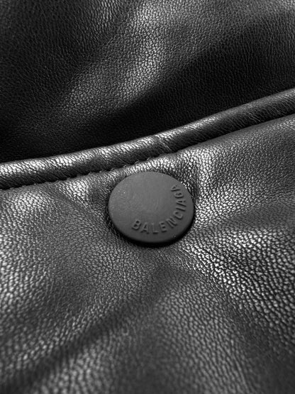 Balenciaga Leather Bomber Jacket "Black"