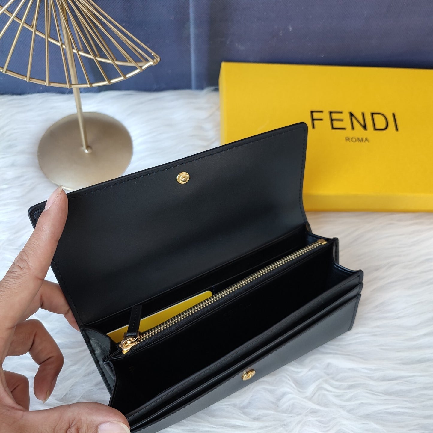 Fendi Roma Continental Black Leather Wallet