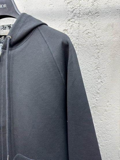 Dior Hooded Track Jacket "Black Cotton and Cashmere Knit"