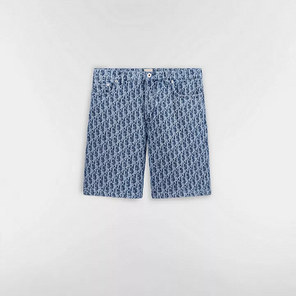 Dior Oblique Shorts "Blue Spongy Cotton-Blend Twill"