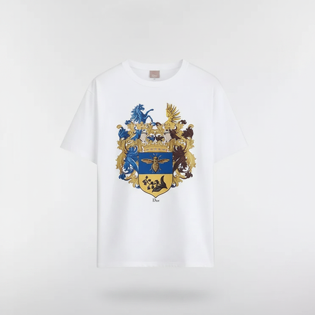 Dior Blason Printed T-shirt "White Cotton Knit Fabric"