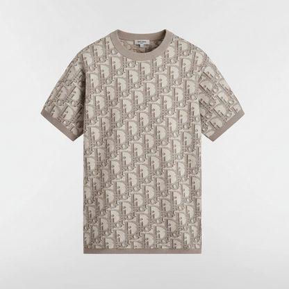Dior Oblique T-Shirt "Beige Cotton-Wool-Silk Jacquard"