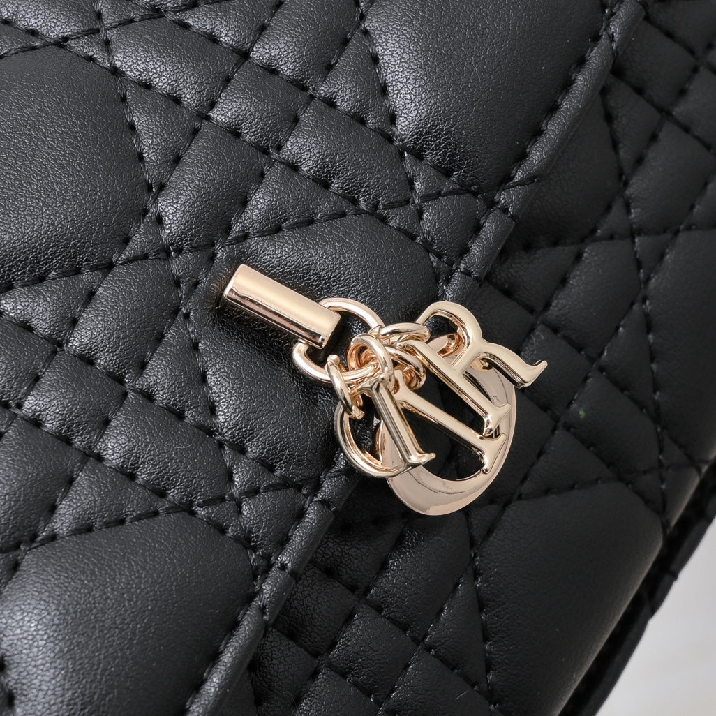 Dior My Dior Daily Pouch with Chain "Black Cannage Lambskin"