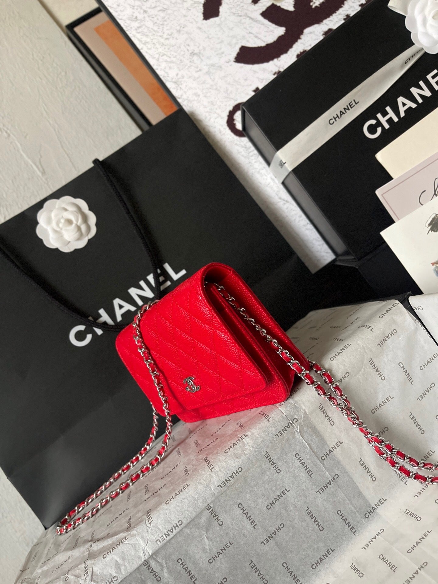 Chanel Quilted Caviar Leather Classic Wallet on Chain