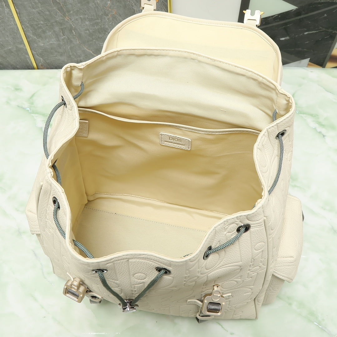 Dior Hit The Road Backpack with Flap "Dior Gravity Leather and Beige Grained Calfskin"