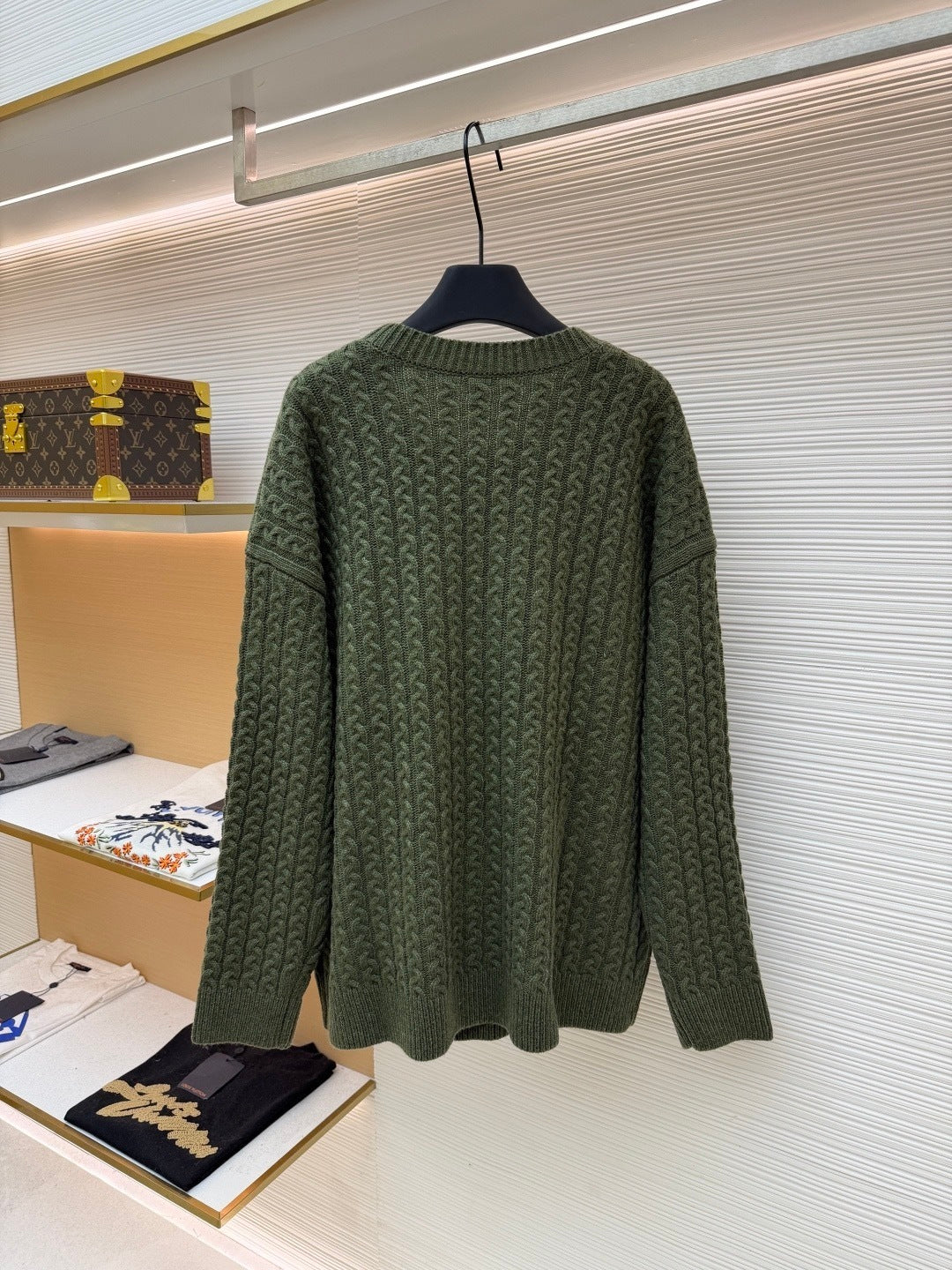 Loewe Cable Knitted Anagram Sweater "Green"