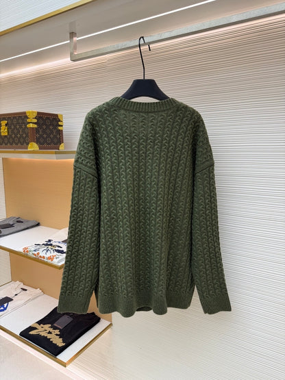 Loewe Cable Knitted Anagram Sweater "Green"