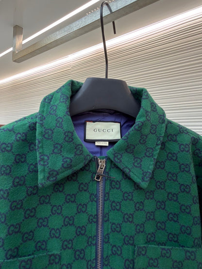 Gucci GG Padded Wool-Felt Bomber Jacket "Green"