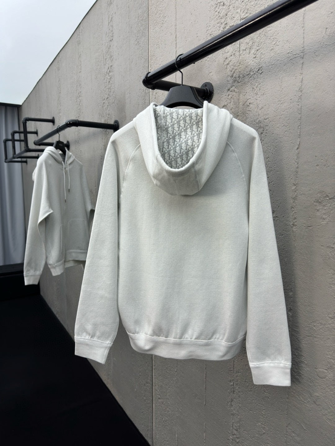 Dior Hooded Track Jacket "White Cotton and Cashmere Knit"