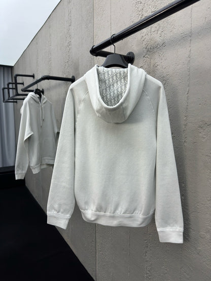 Dior Hooded Track Jacket "White Cotton and Cashmere Knit"