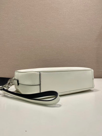 Prada Saffiano Leather Shoulder Bag "Chalk White"
