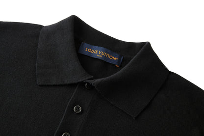 Louis Vuitton Short-Sleeved Polo Shirt With Signature "Black"