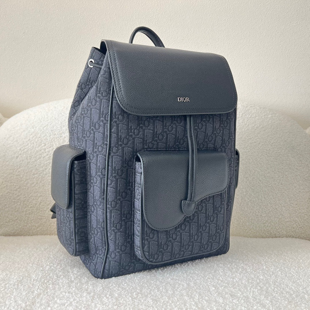 Dior Oblique Jacquard Saddle Backpack with Flap