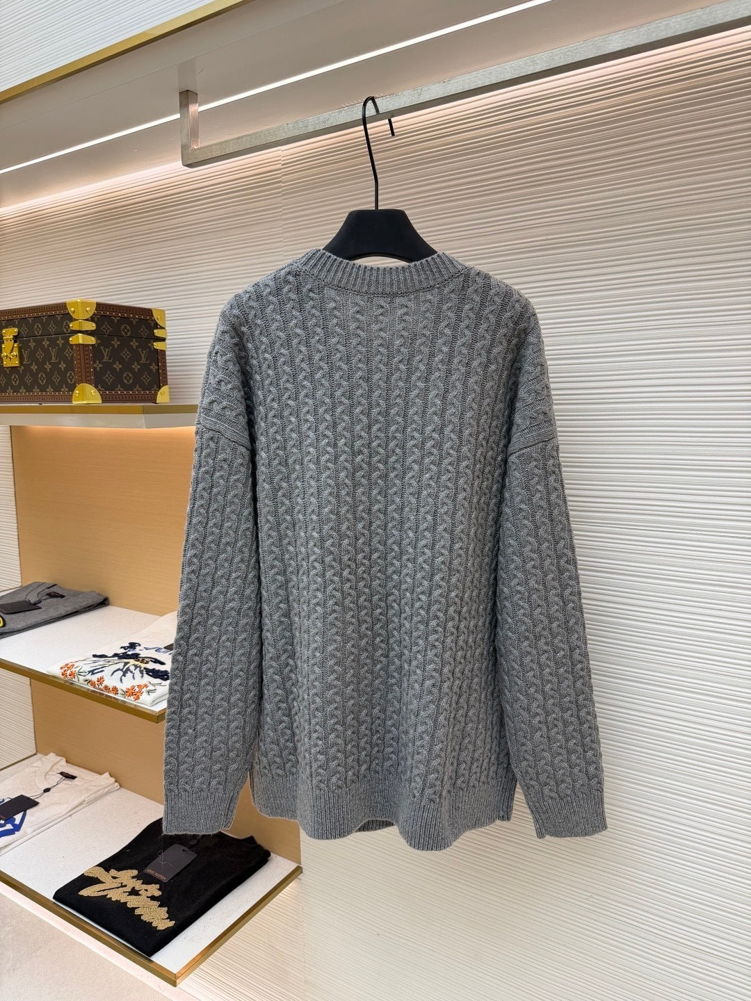Loewe Cable Knitted Anagram Sweater "Grey"